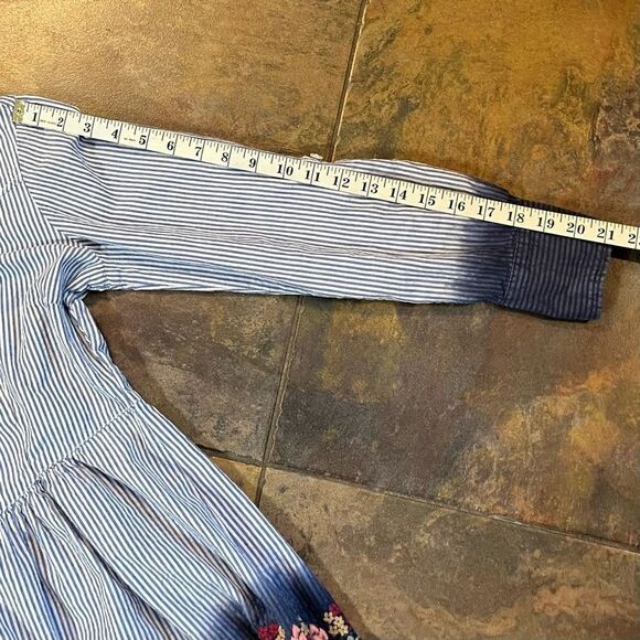 A Personal Touch Stripped Button Down Floral Embroidery Blouse Medium - Picture 10 of 14